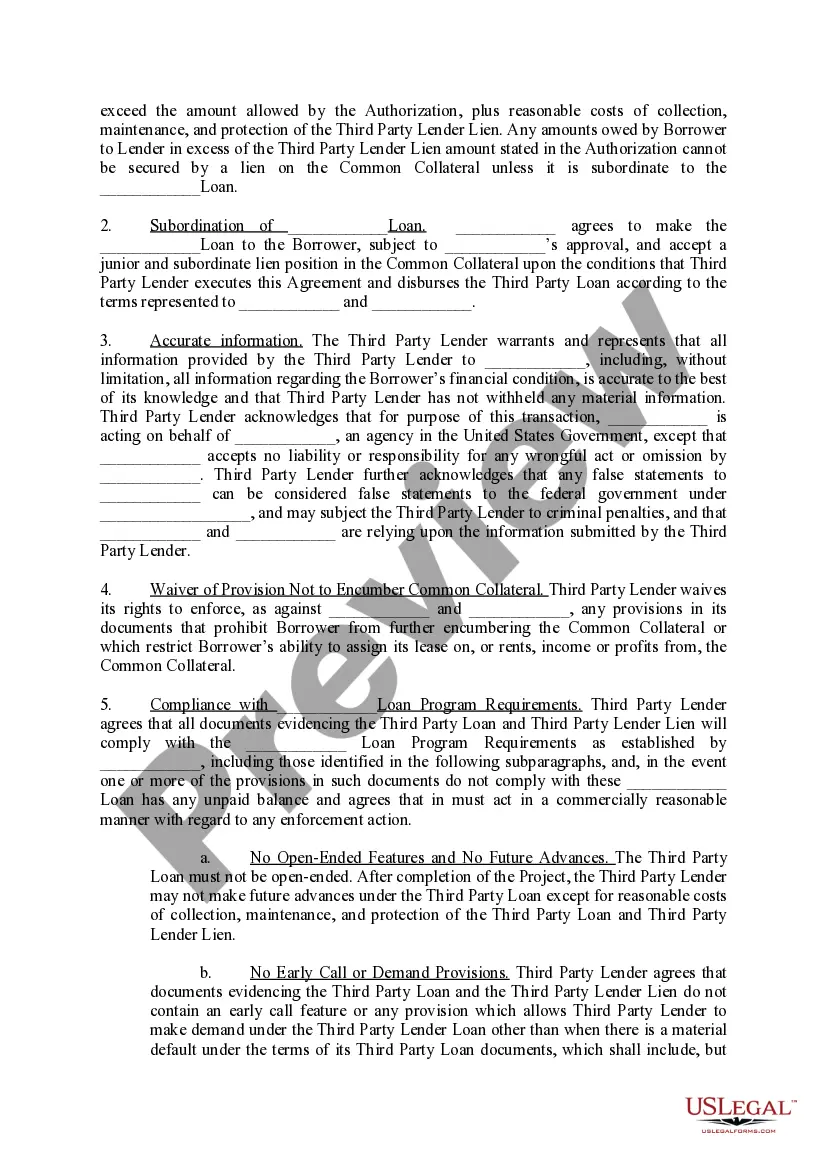 Preview Third Party Lender Agreement