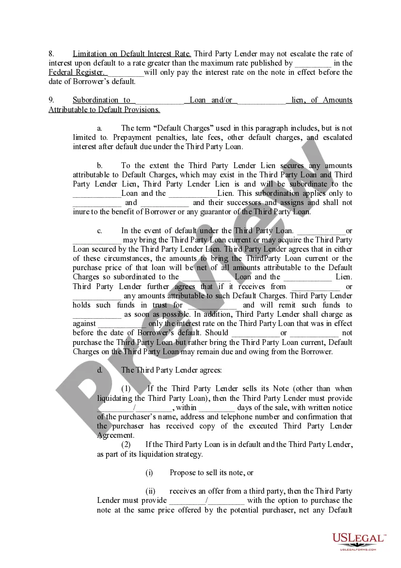 Preview Third Party Lender Agreement