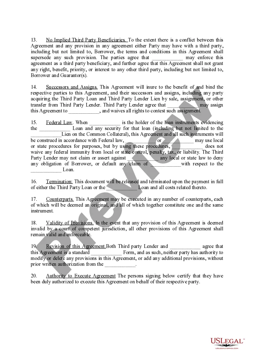 Preview Third Party Lender Agreement