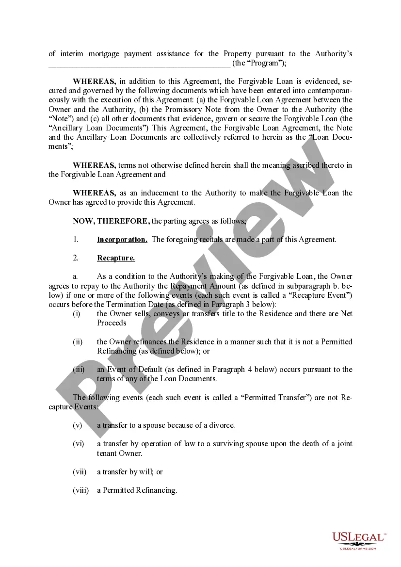 Preview Recapture Agreement