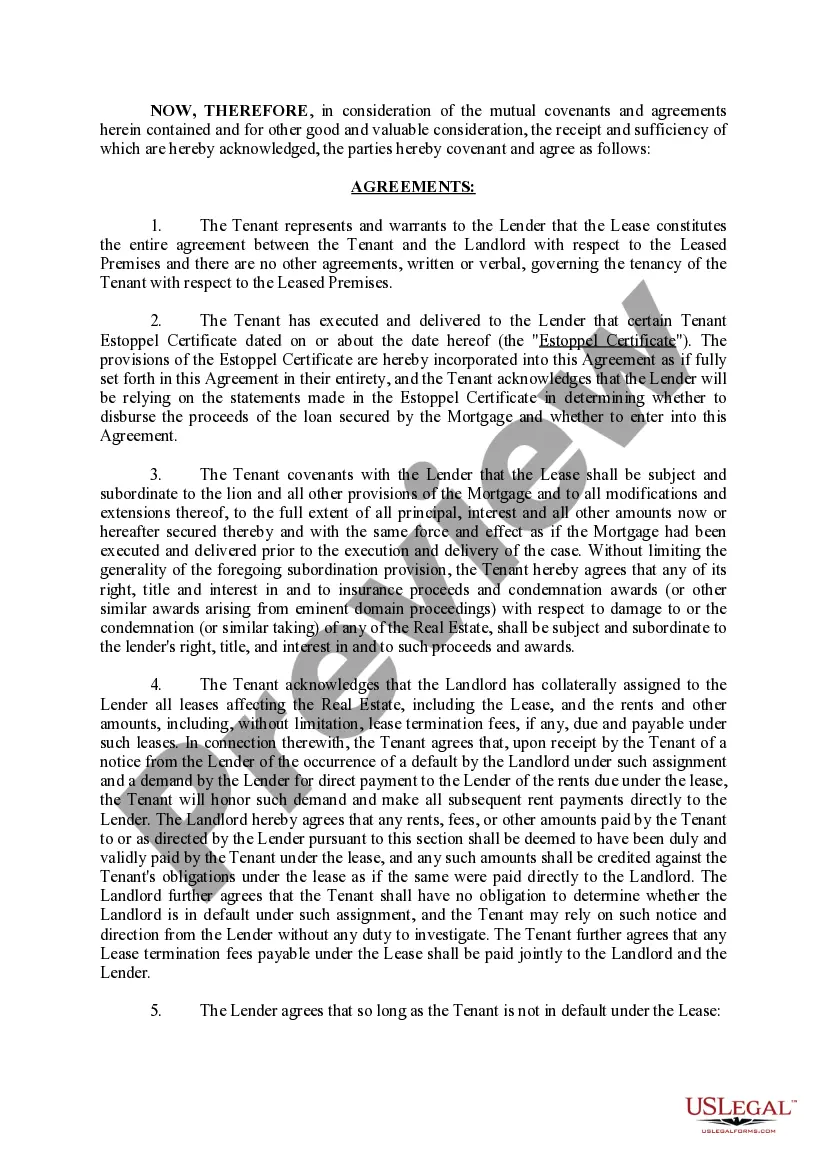 Preview Subordination, Non-DisturbanceAnd Attornment Agreement