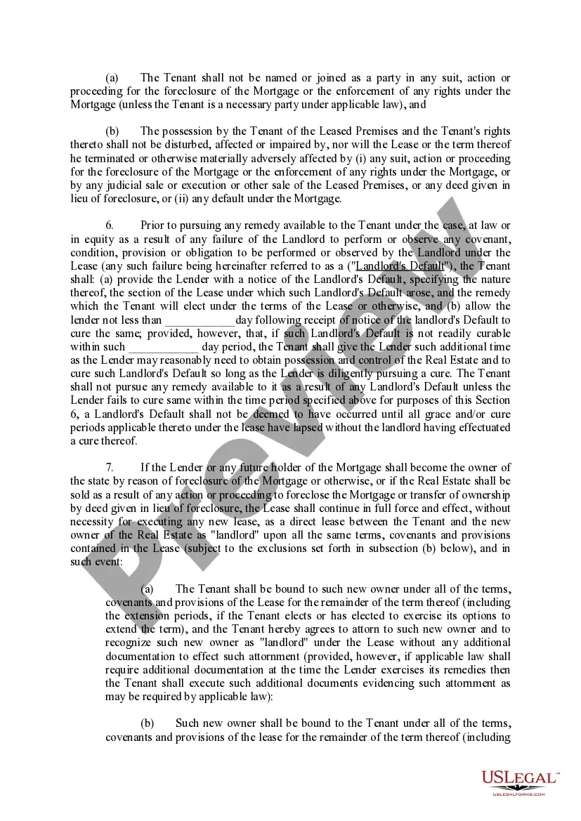 Preview Subordination, Non-DisturbanceAnd Attornment Agreement