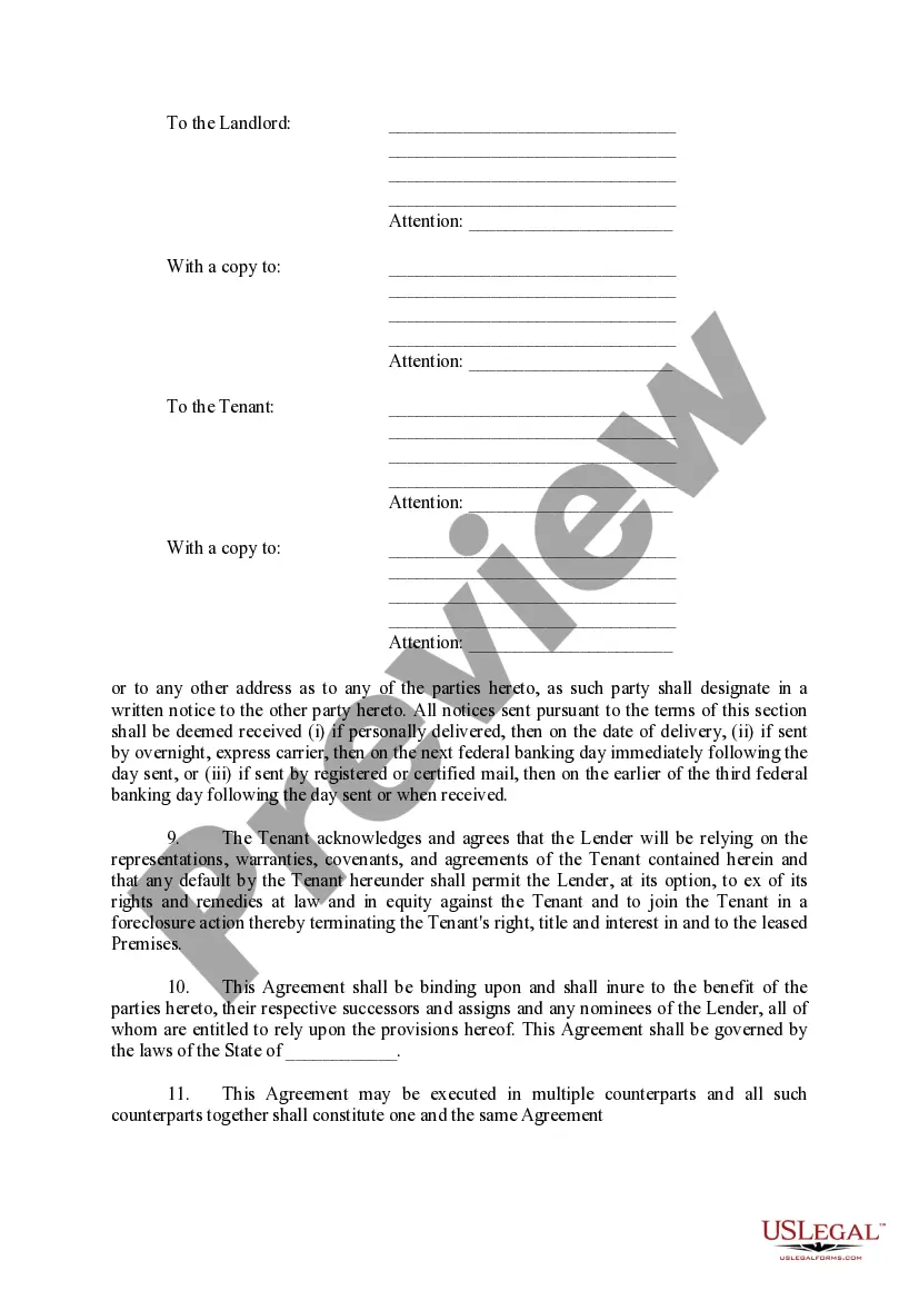 Preview Subordination, Non-DisturbanceAnd Attornment Agreement