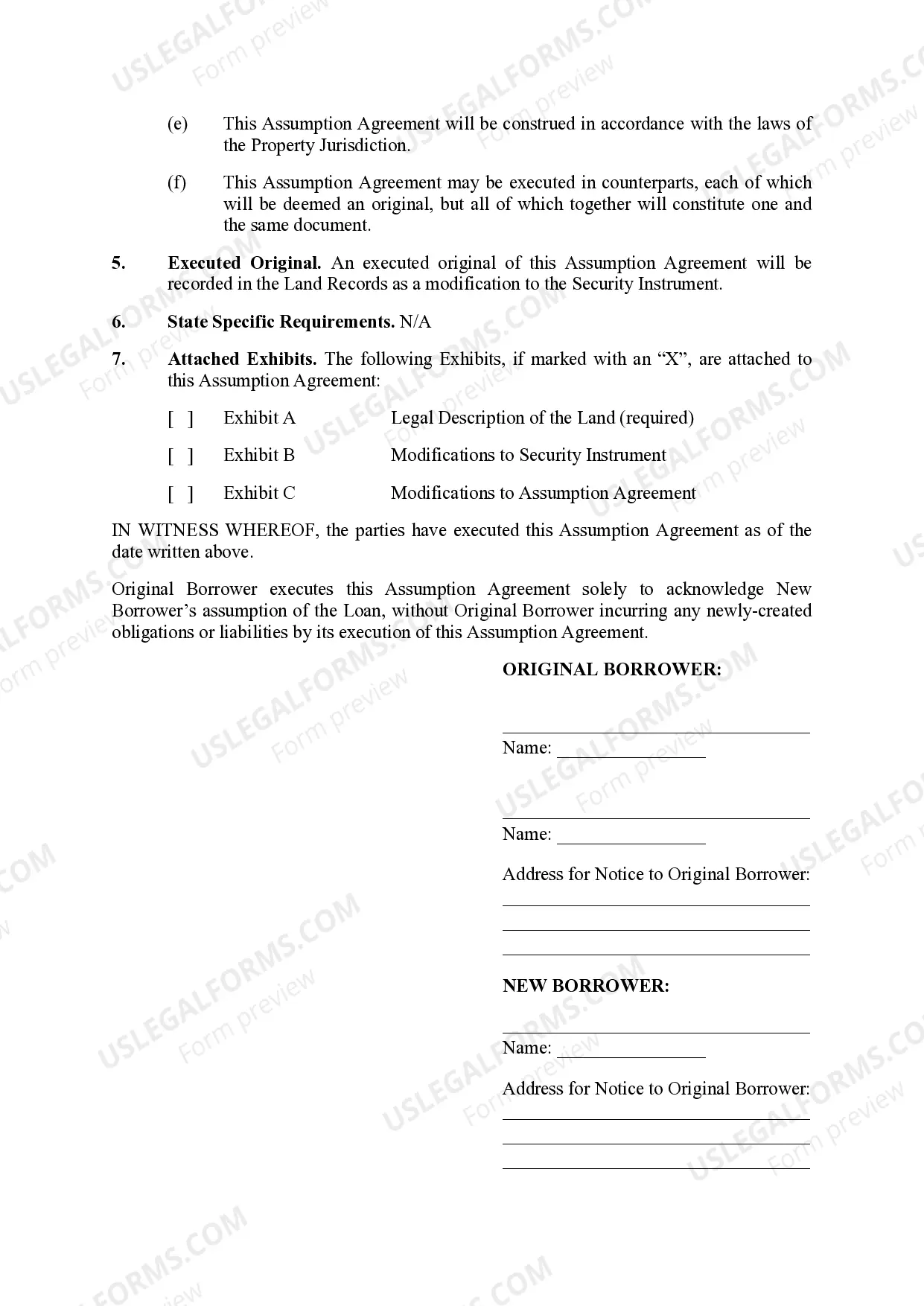 Preview Assumption Agreement