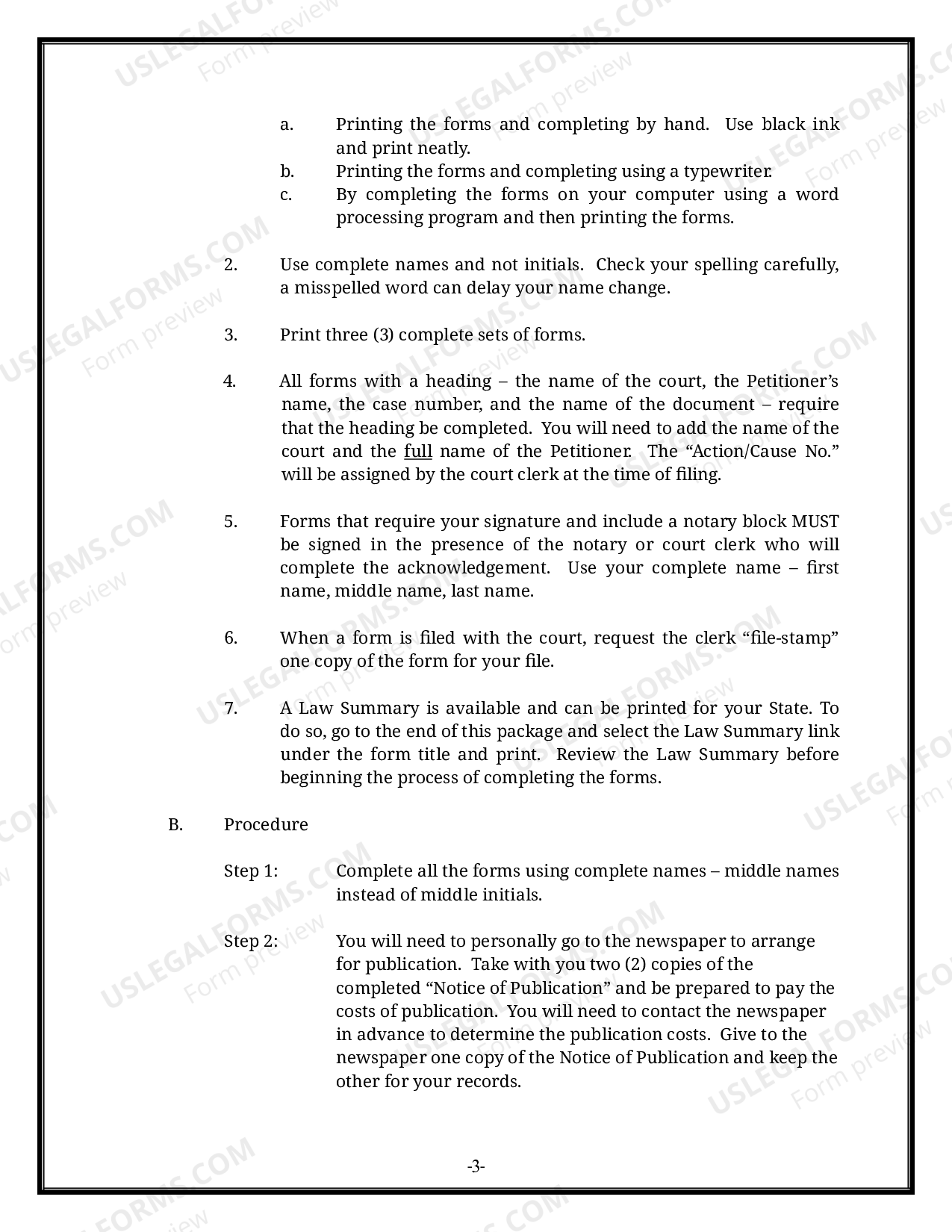 Cook Illinois Name Change Instructions And Forms Package For An Adult 