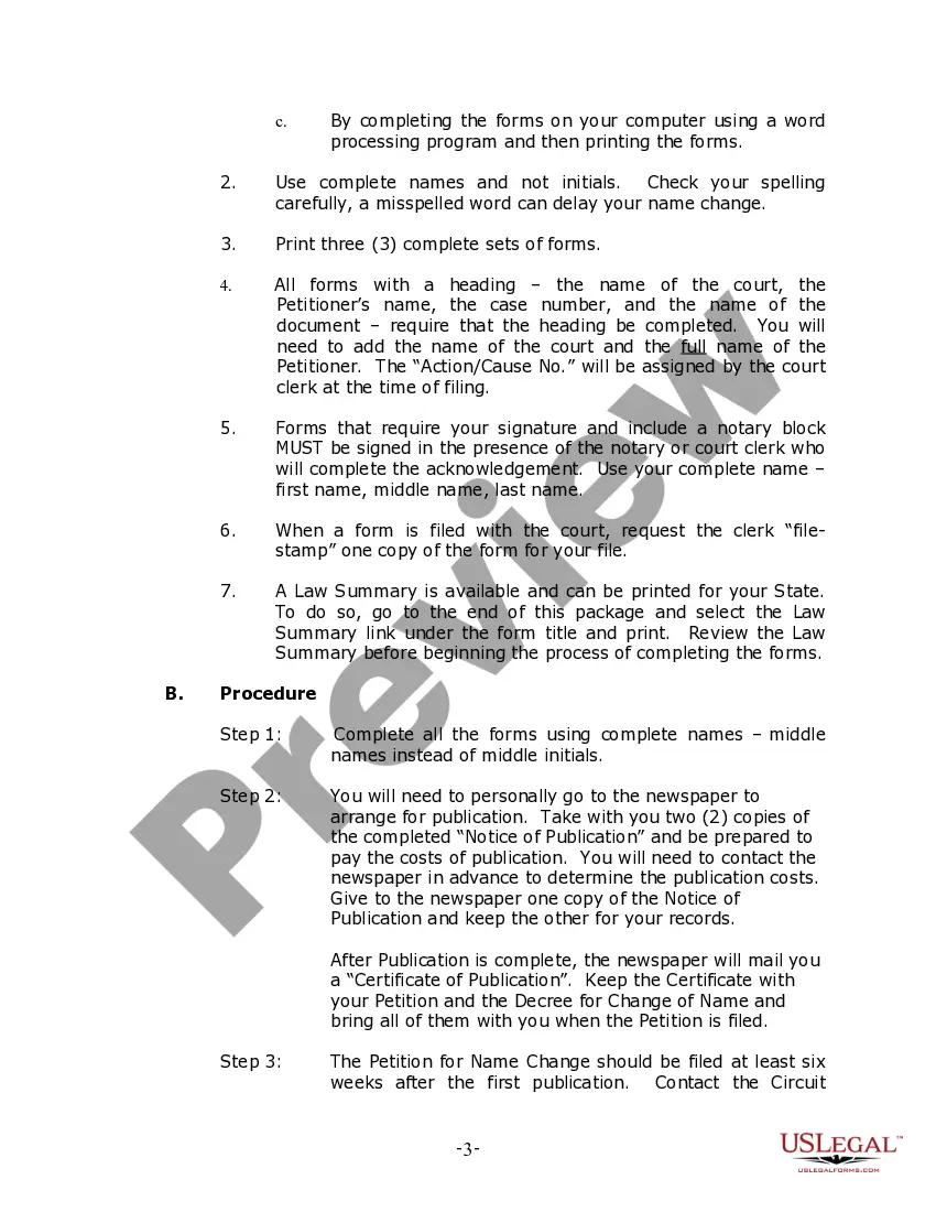 Get Illinois Name Change Instructions and Forms Package for an Adult - Cook County ONLY Preview Illinois Name Change Instructions and Forms Package for an Adult - Cook County ONLY