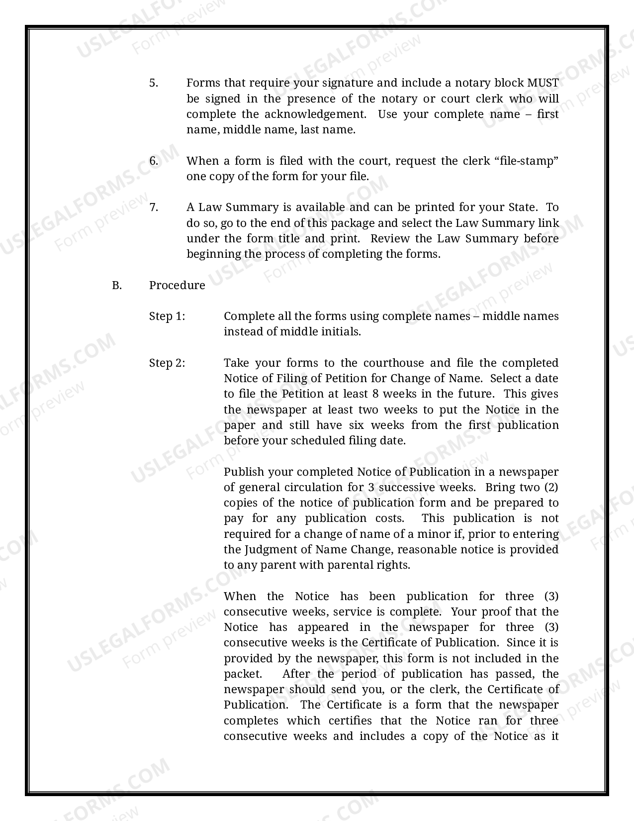 Illinois Name Change Instructions And Forms Package For A Minor Il 