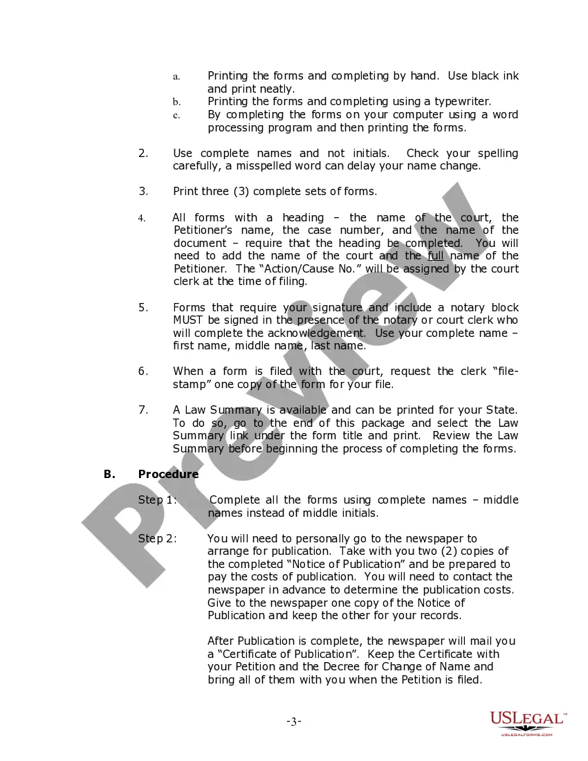 Preview Illinois Name Change Instructions and Forms Package for an Adult