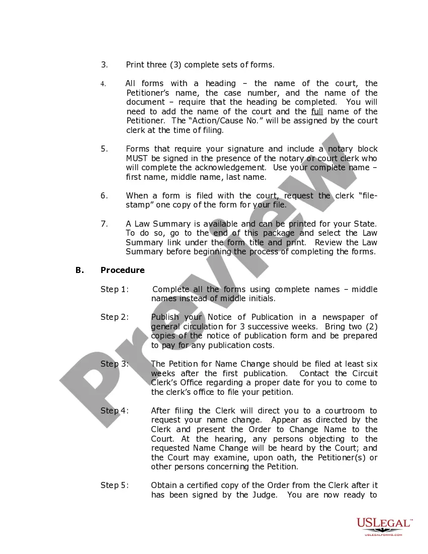 Preview Illinois Name Change Instructions and Forms Package for a Family