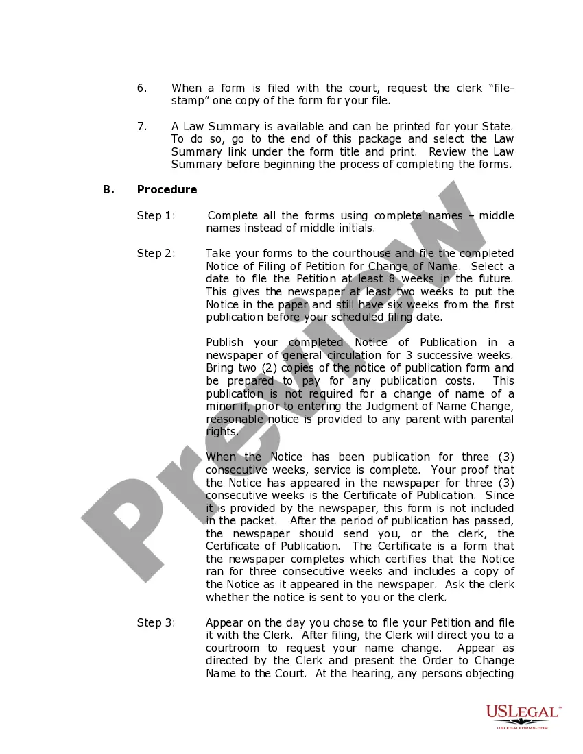 Preview Illinois Name Change Instructions and Forms Package for a Minor