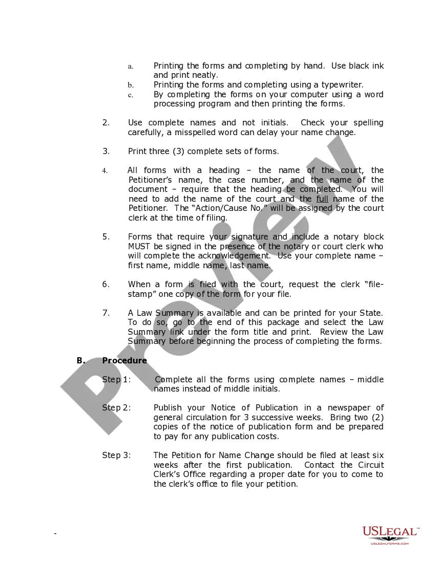 Preview Illinois Name Change Instructions and Forms Package for a Family in Cook County ONLY