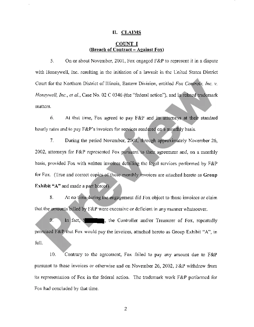 Preview A01 First Amended Complaint regarding Collection of Attorneys Fees