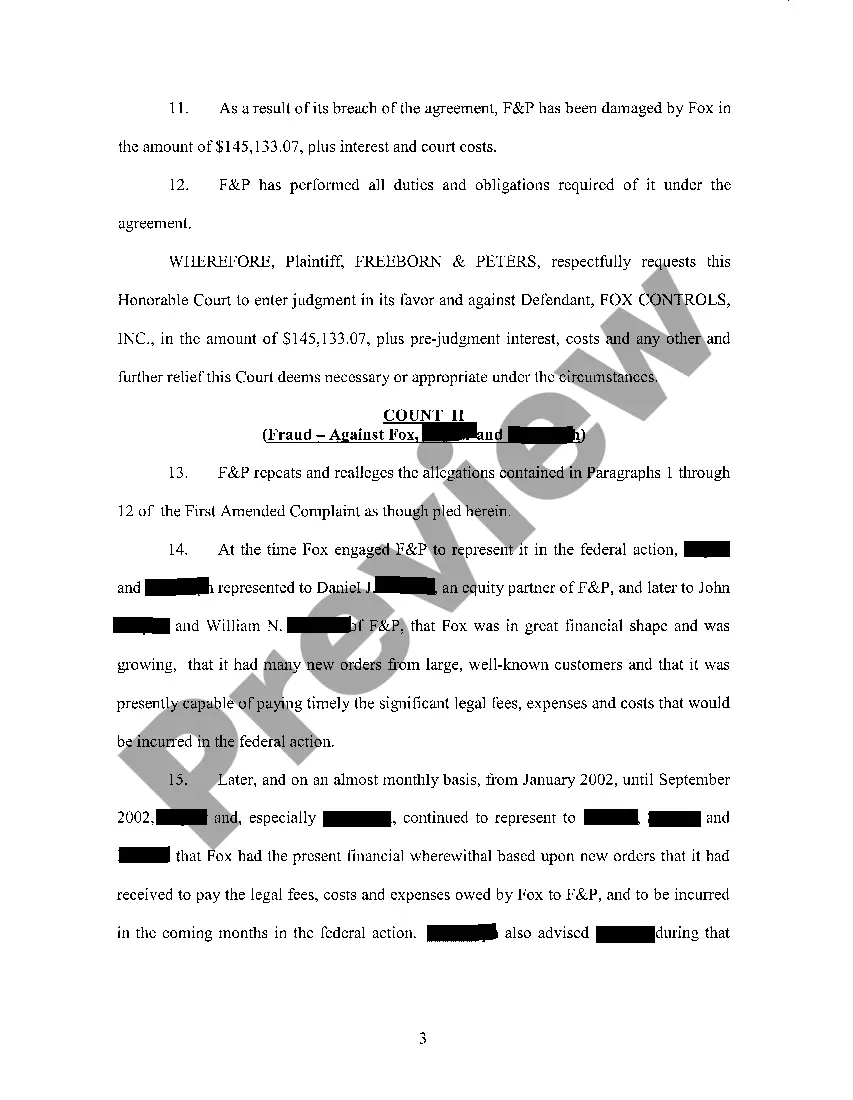 Preview A01 First Amended Complaint regarding Collection of Attorneys Fees