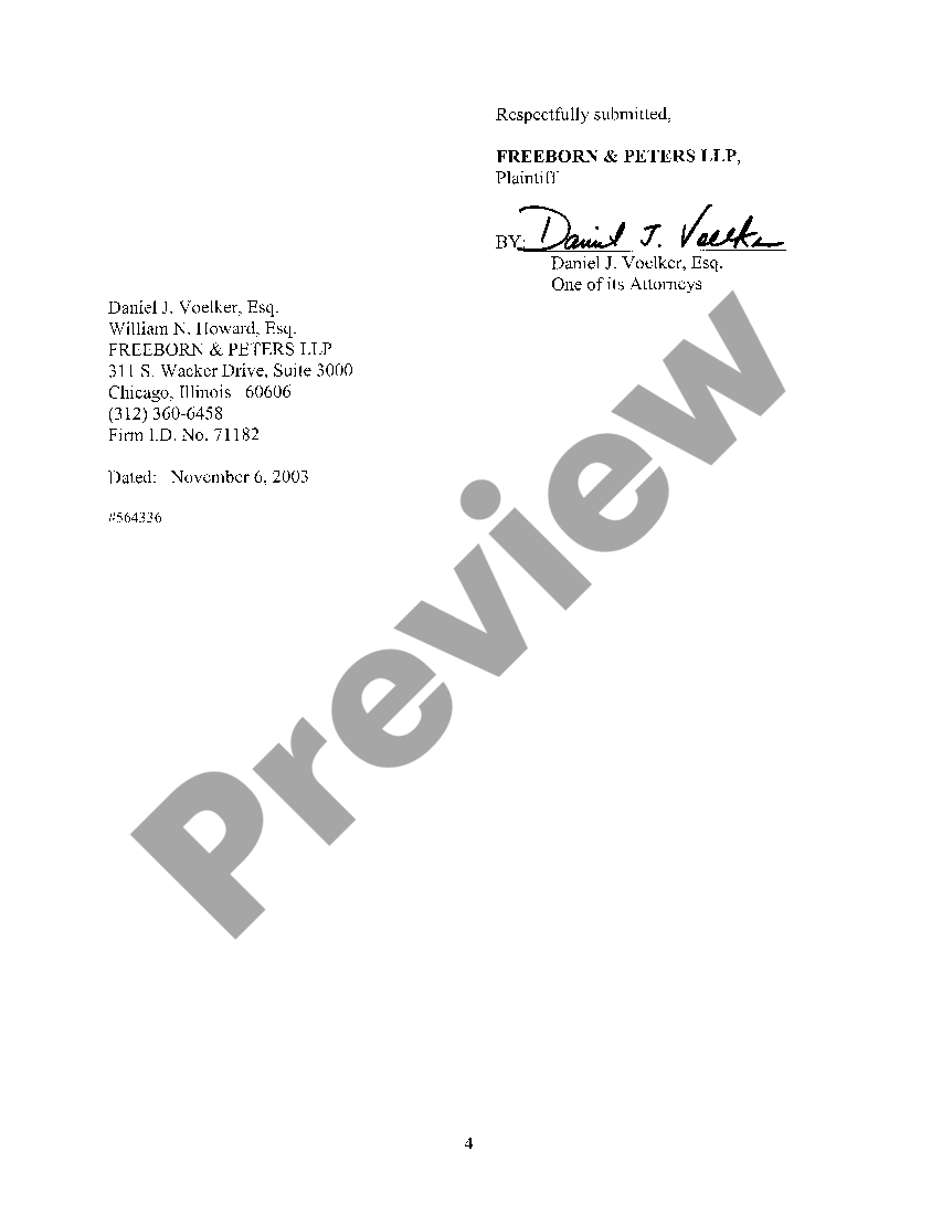 Elgin Illinois Motion For Summary Judgment Against Defendant US Legal