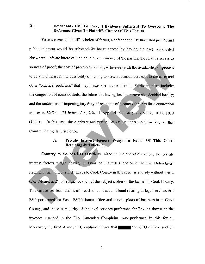 Get A04 Plaintiff's Response To Defendants' Motion To Transfer For Forum Non Convenient Preview A04 Plaintiff's Response To Defendants' Motion To Transfer For Forum Non Convenient