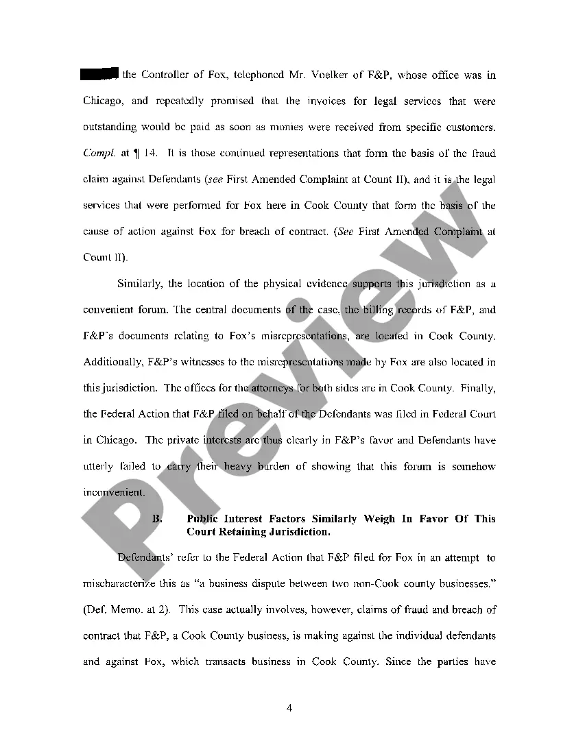 Get A04 Plaintiff's Response To Defendants' Motion To Transfer For Forum Non Convenient Preview A04 Plaintiff's Response To Defendants' Motion To Transfer For Forum Non Convenient