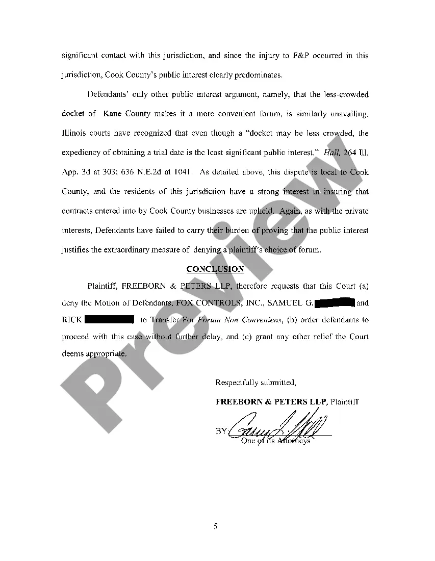 Get A04 Plaintiff's Response To Defendants' Motion To Transfer For Forum Non Convenient Preview A04 Plaintiff's Response To Defendants' Motion To Transfer For Forum Non Convenient