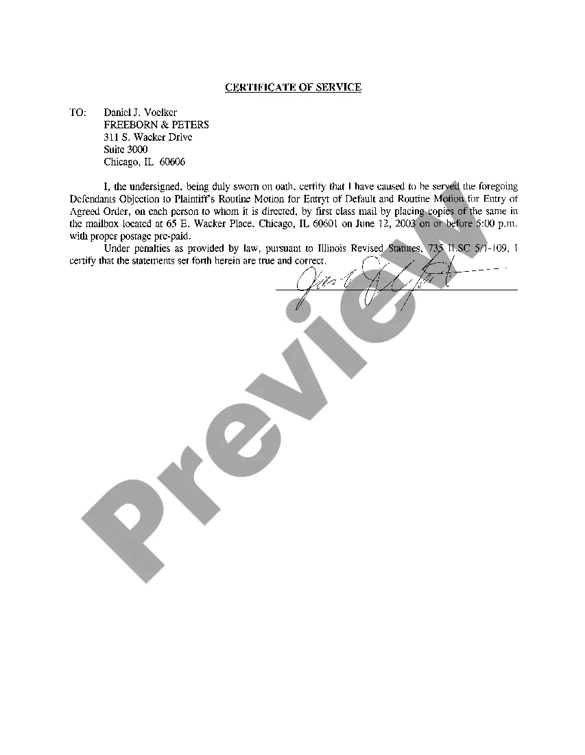 Preview A08 Defendant's Objection To Plaintiff's Routine Motion For Entry Of Default And Entry Of Agreed Order