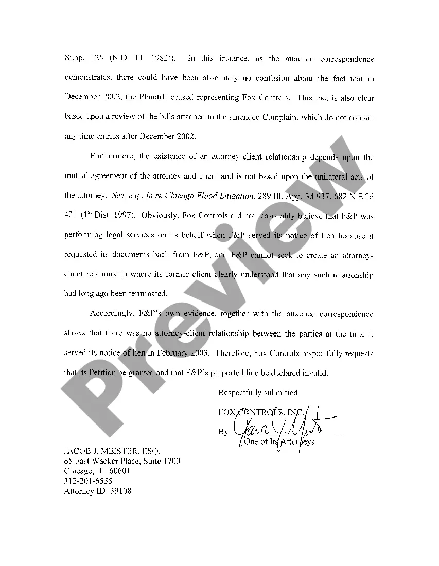 Preview A11 Reply In Support Of Defendant's Petition To Declare Invalid Purported Attorney's Lien