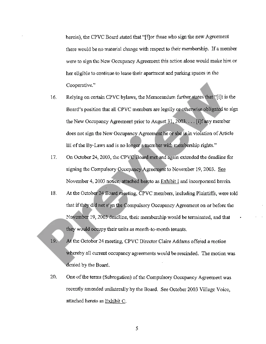 Preview A01 Verified Complaint For Declaratory And Injunctive Relief regarding Affordable Cooperative Housing