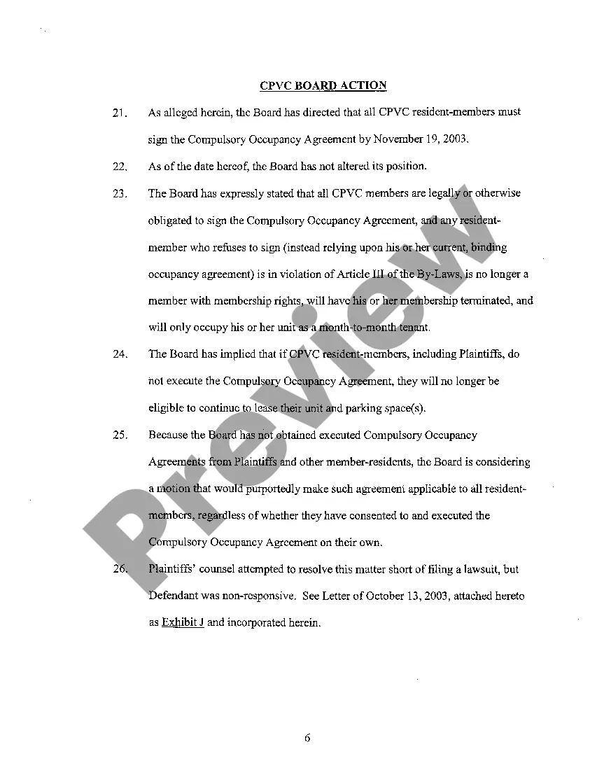 Preview A01 Verified Complaint For Declaratory And Injunctive Relief regarding Affordable Cooperative Housing