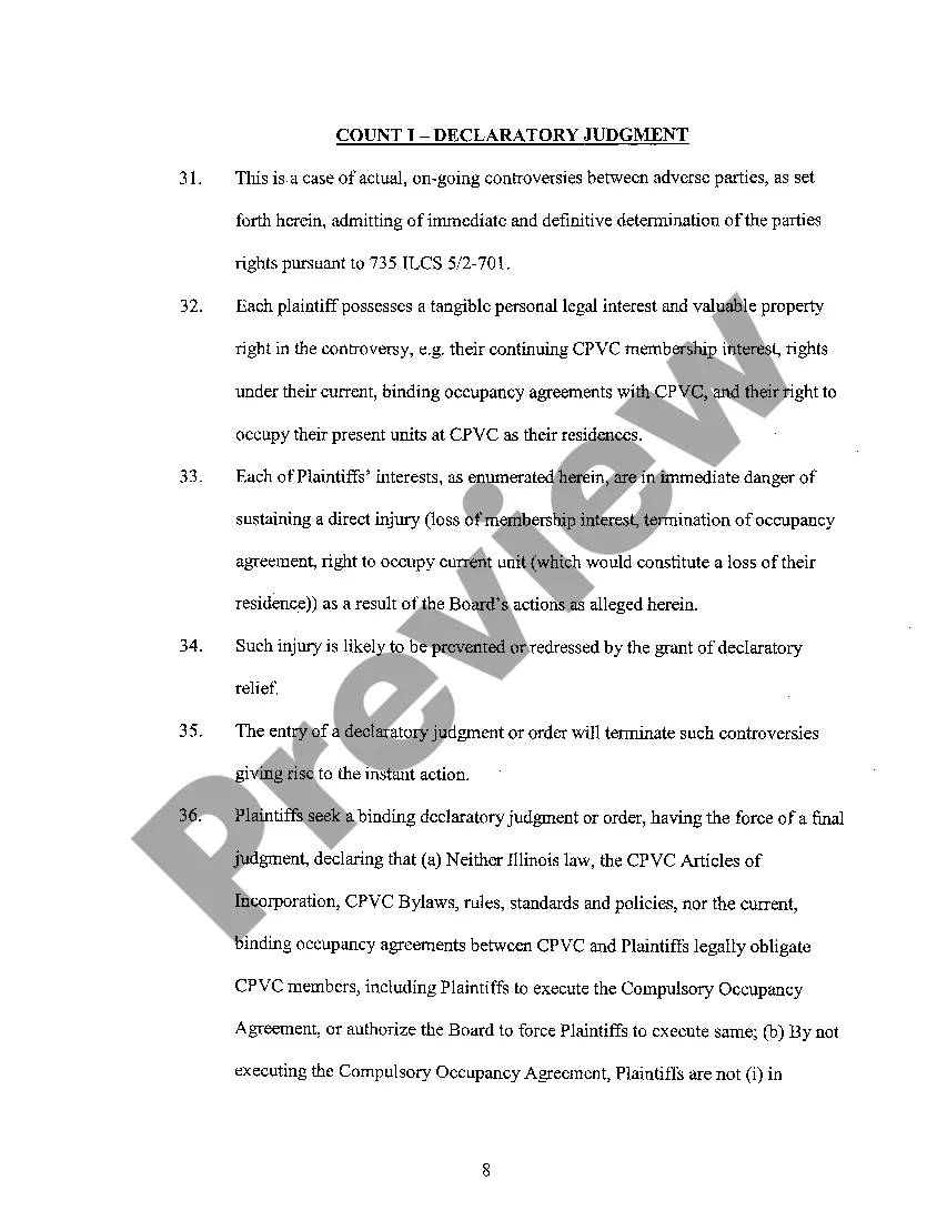 Preview A01 Verified Complaint For Declaratory And Injunctive Relief regarding Affordable Cooperative Housing