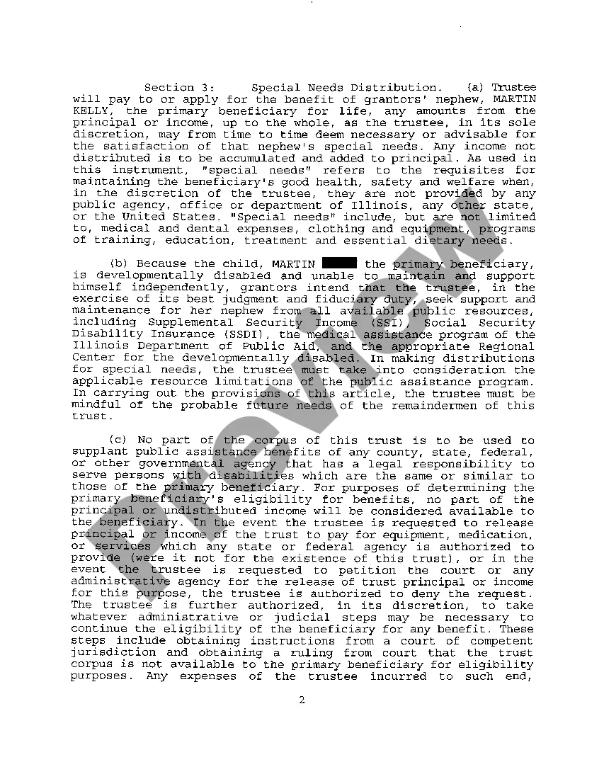 Preview A01 Petition To Authorize The Transfer Of The Estate To The Special Needs Trust with Draft of Trust Attached