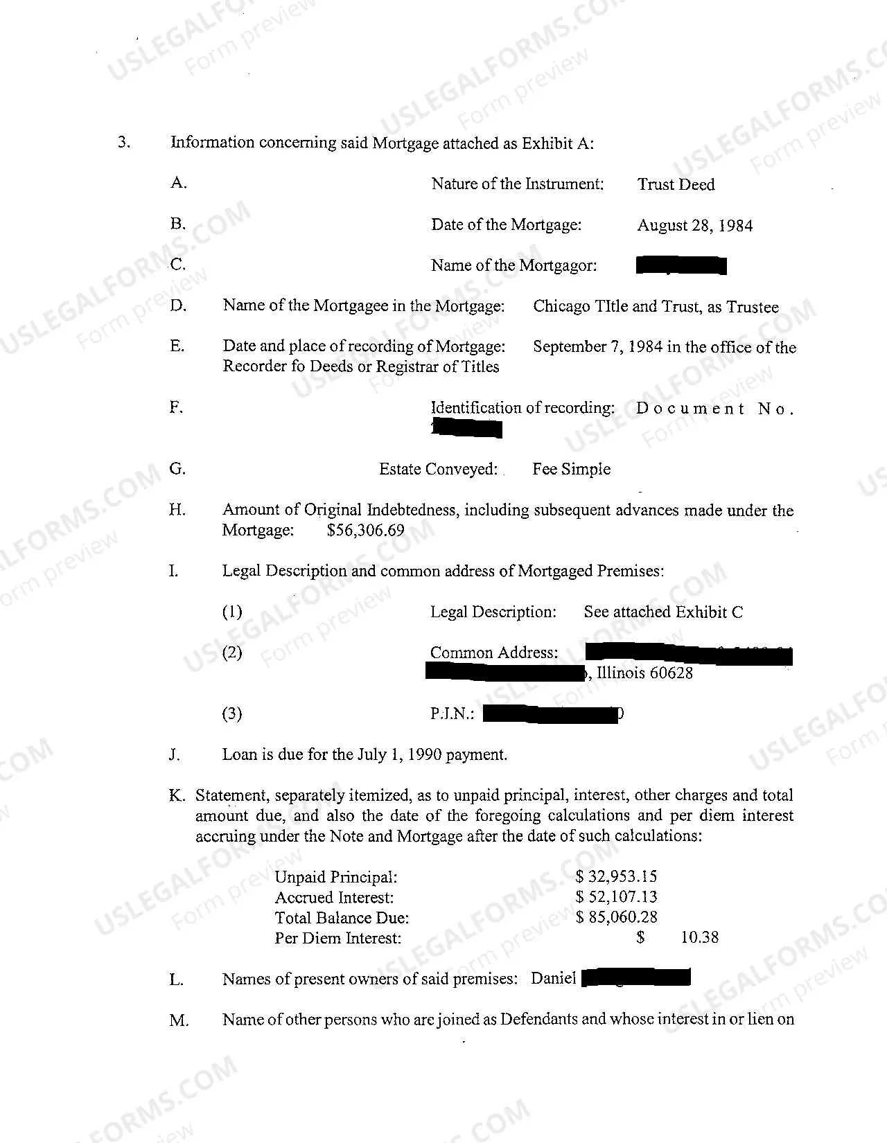 Preview A01 Complaint To Foreclose Mortgage