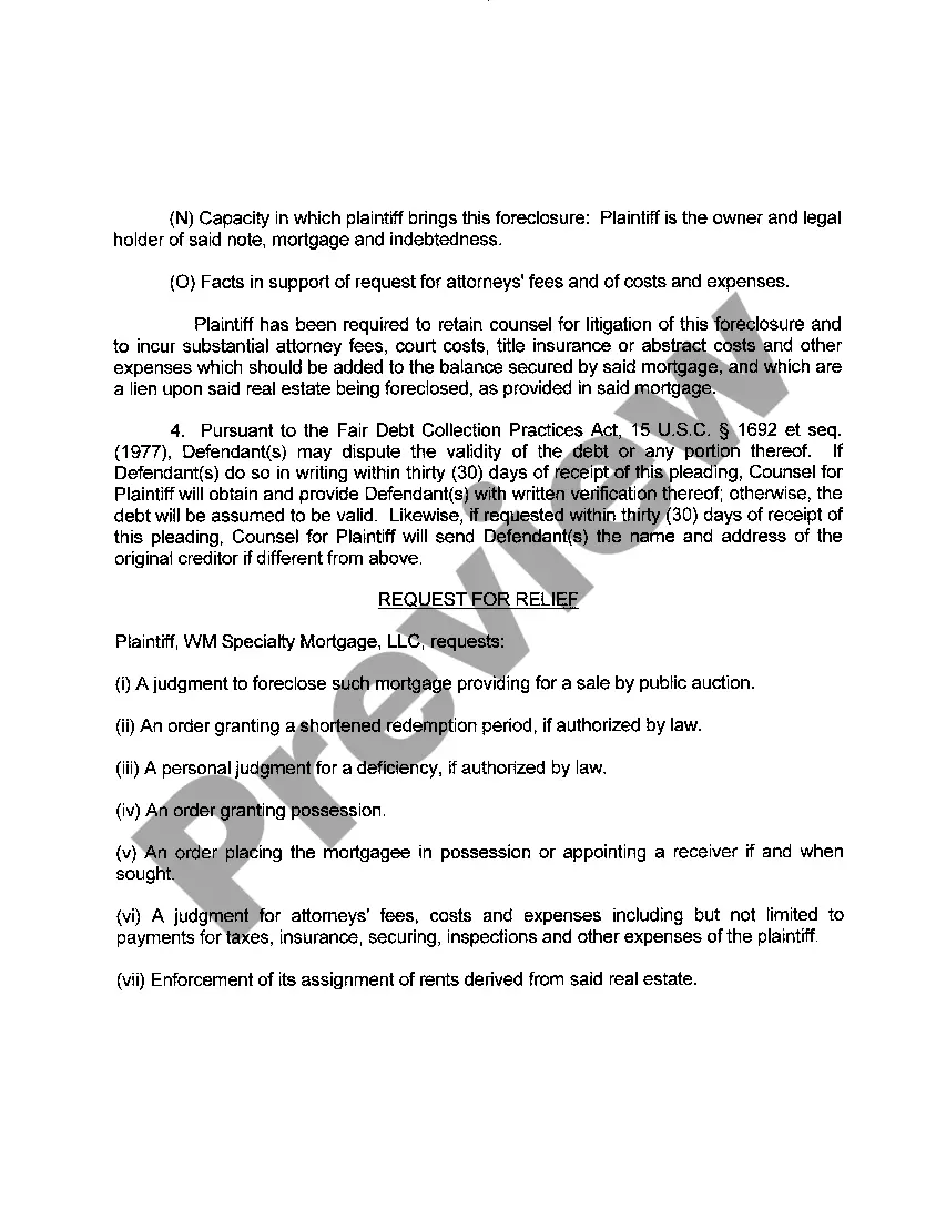 Preview A01 Complaint For Foreclosure