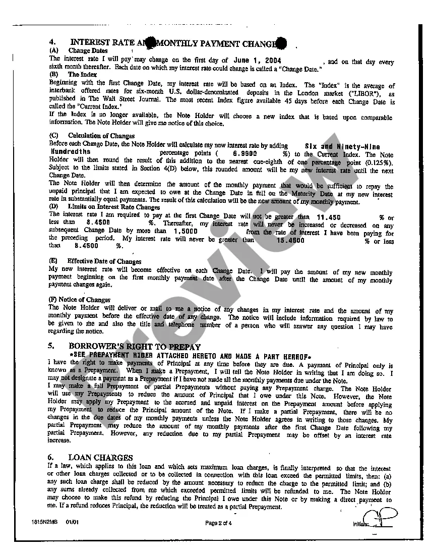 Preview A02 Exhibit A Adjustable Rate Note