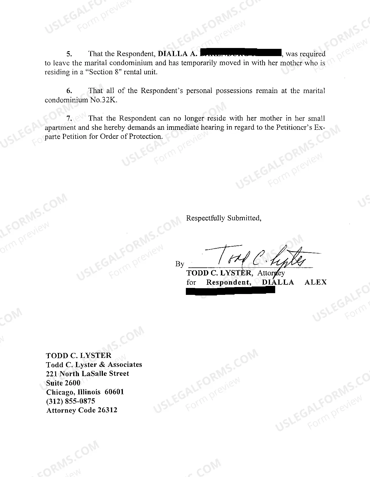 Preview A02 Respondent's Verified Petition For Immediate Hearing Ex Parte Petition For Order Of Protection