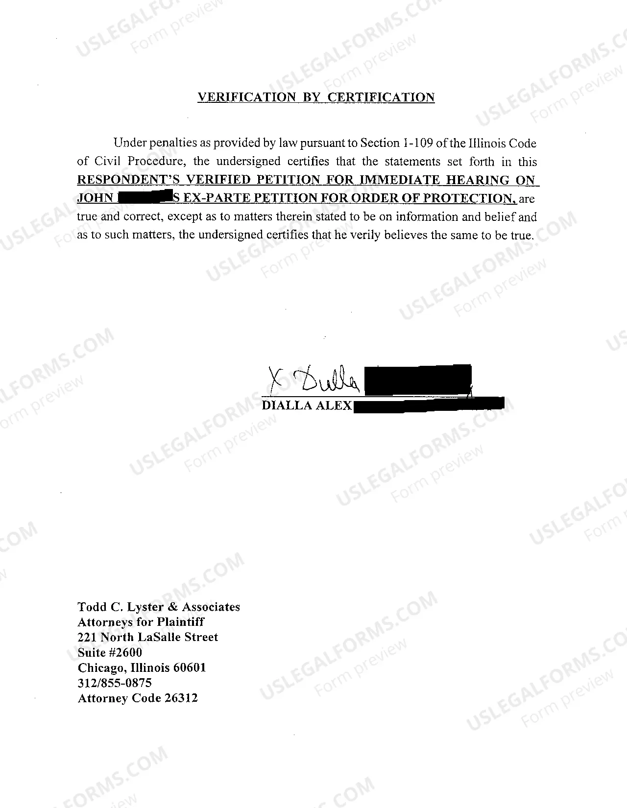 Preview A02 Respondent's Verified Petition For Immediate Hearing Ex Parte Petition For Order Of Protection