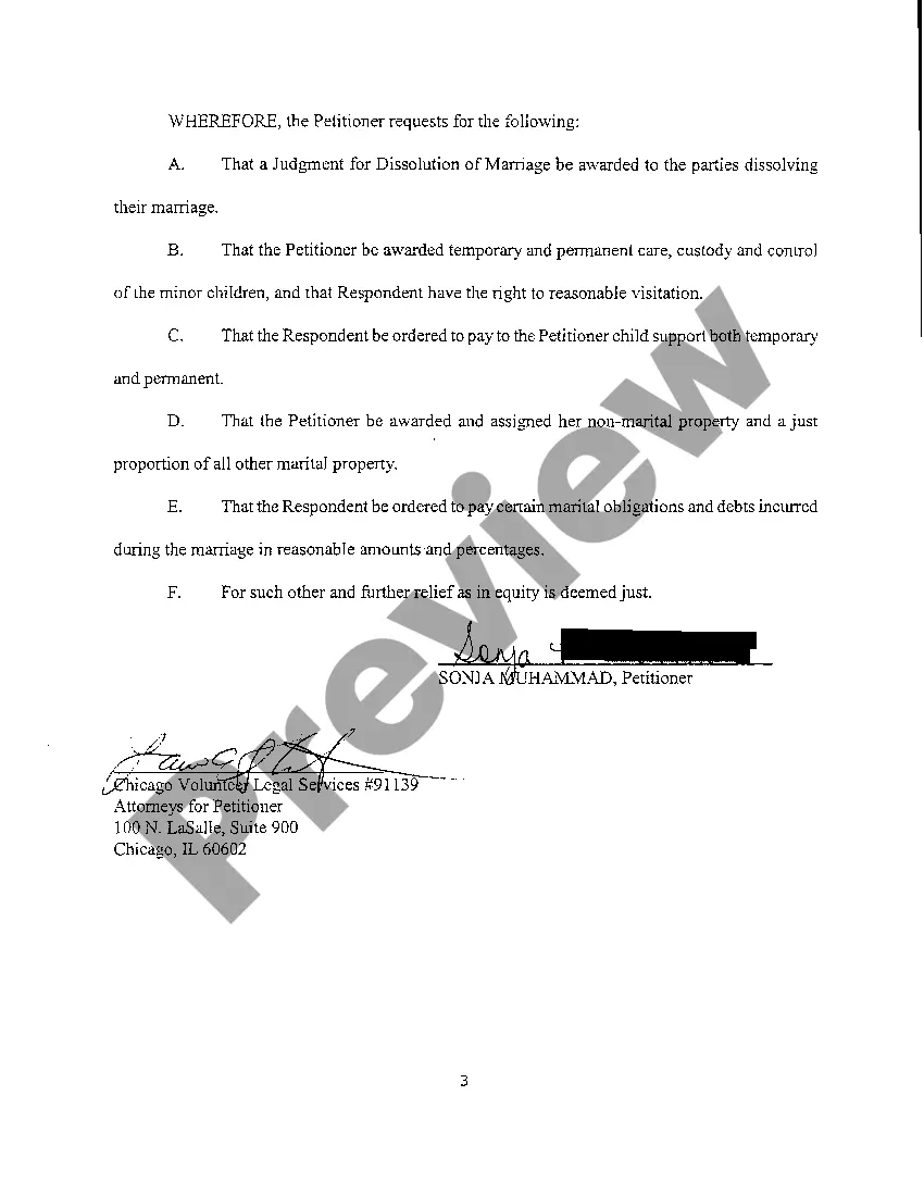 Preview A01 Petition For Dissolution Of Marriage