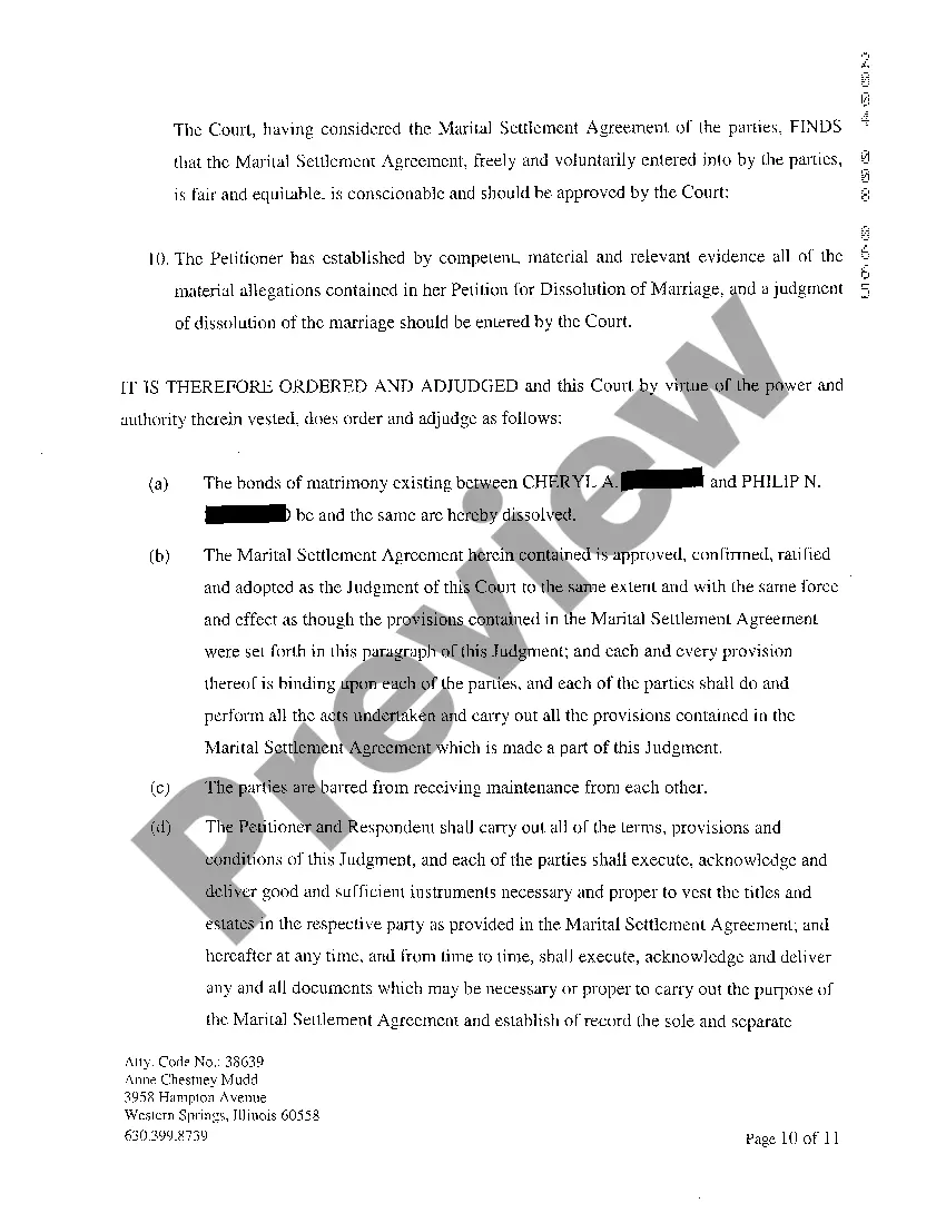 Preview A03 Judgment For Dissolution Of Marriage