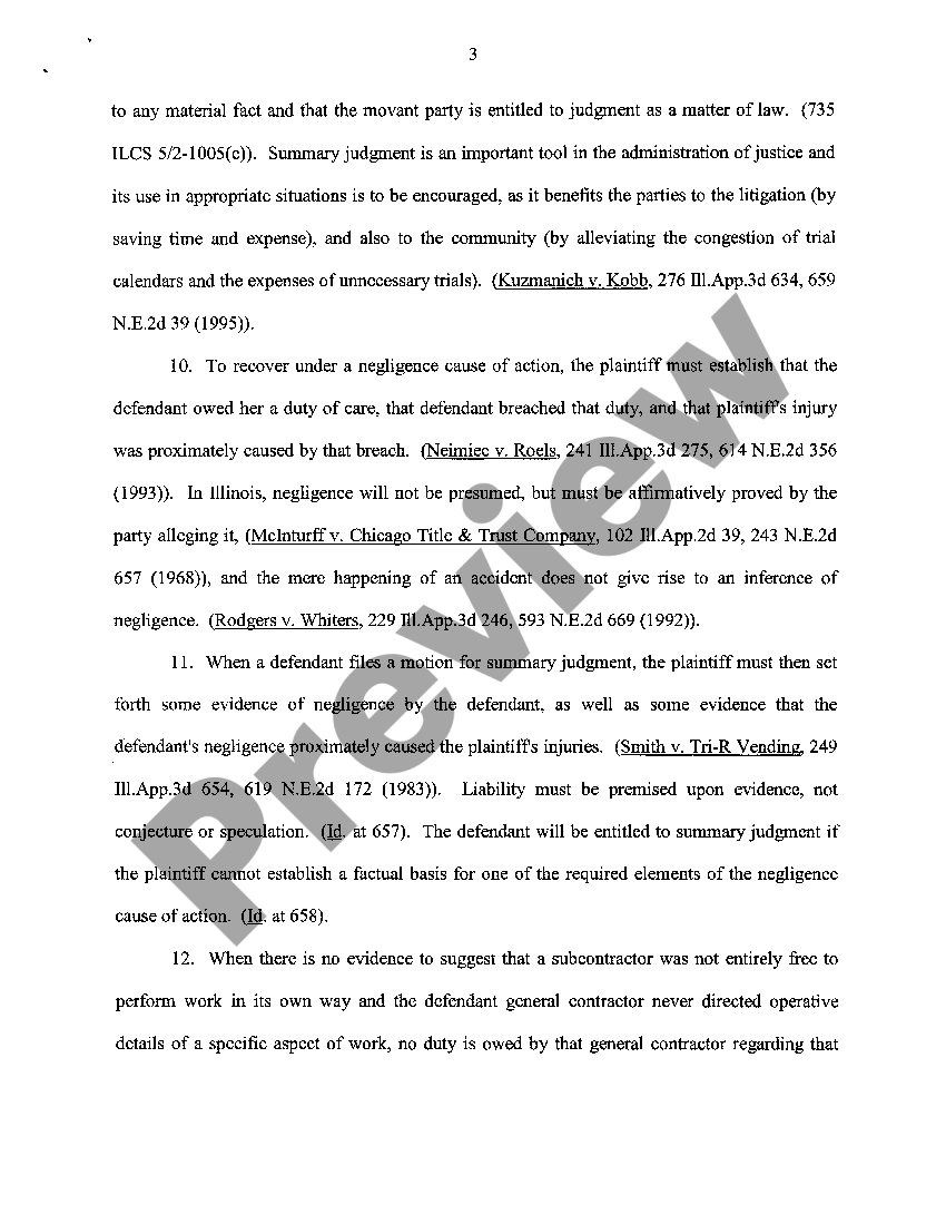 Chicago Illinois Motion For Summary Judgment Summary Judgment