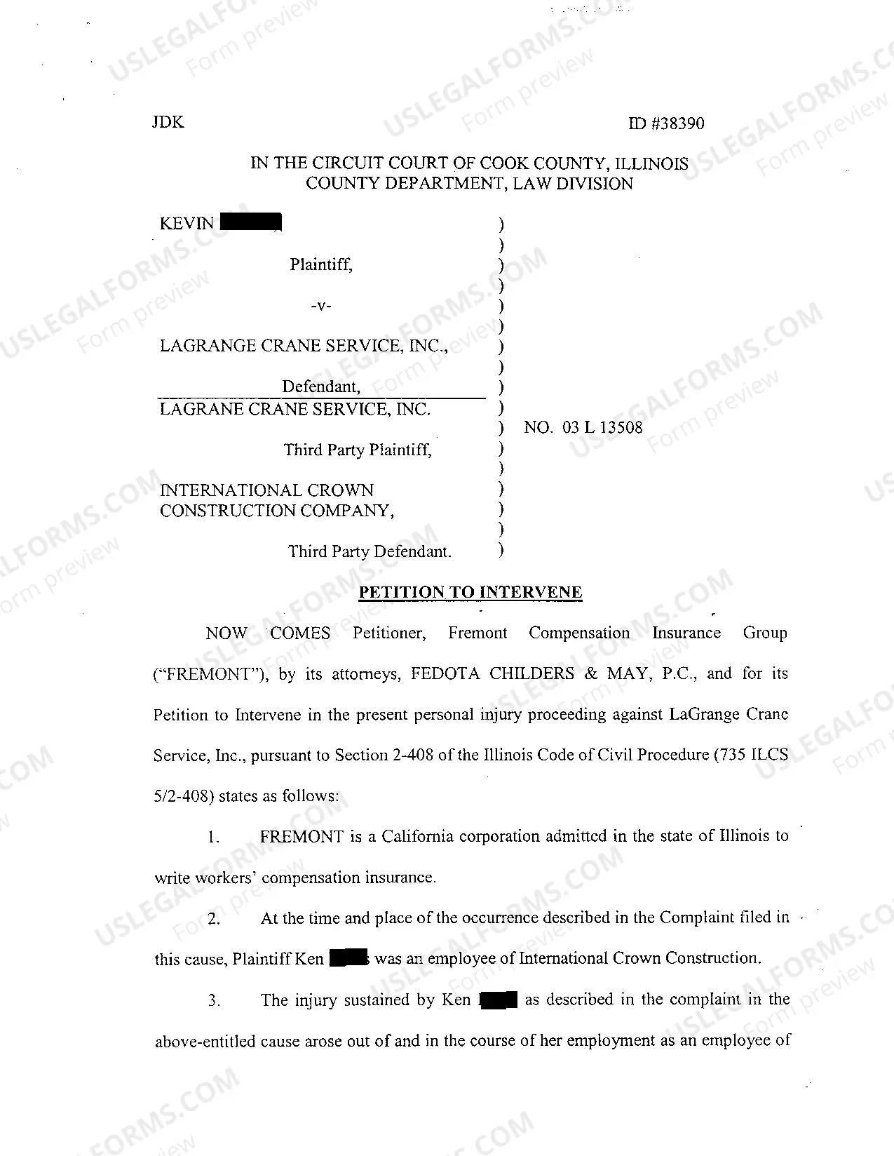 Preview A06 Routine Notice Of Motion for Leave to File Petition to Intervene