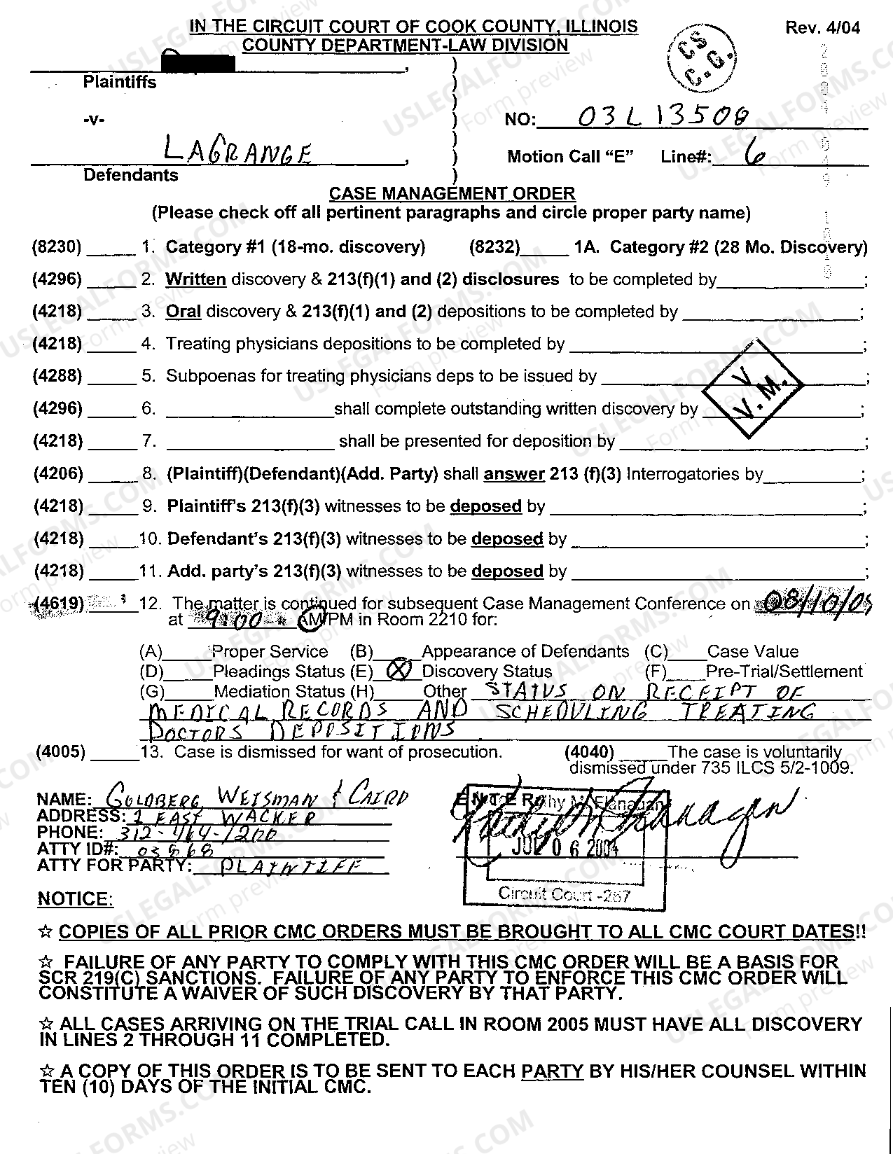 Chicago Illinois Memorandum Opinion And Order Granting Defendant's