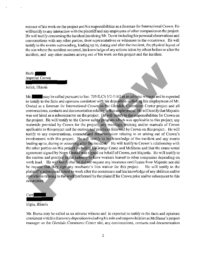 Get A04 Amended Answer to Rule 213 Interrogatories Preview A04 Amended Answer to Rule 213 Interrogatories