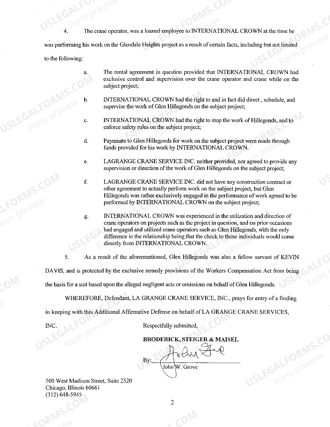 Illinois Additional Affirmative Defense To Plaintiff's Third Amended