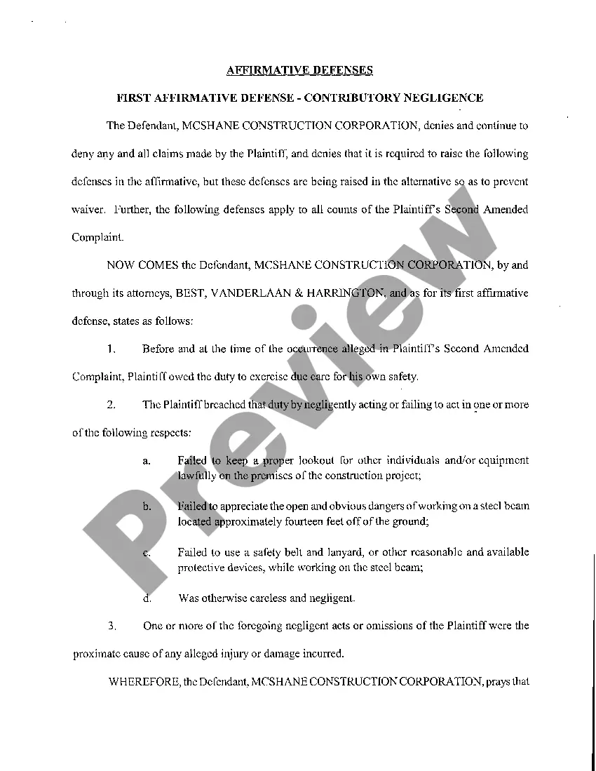 Get A01 Answer and Affirmative Defenses to Second Amended Complaint regarding fall from beam on construction site Preview A01 Answer and Affirmative Defenses to Second Amended Complaint regarding fall from beam on construction site