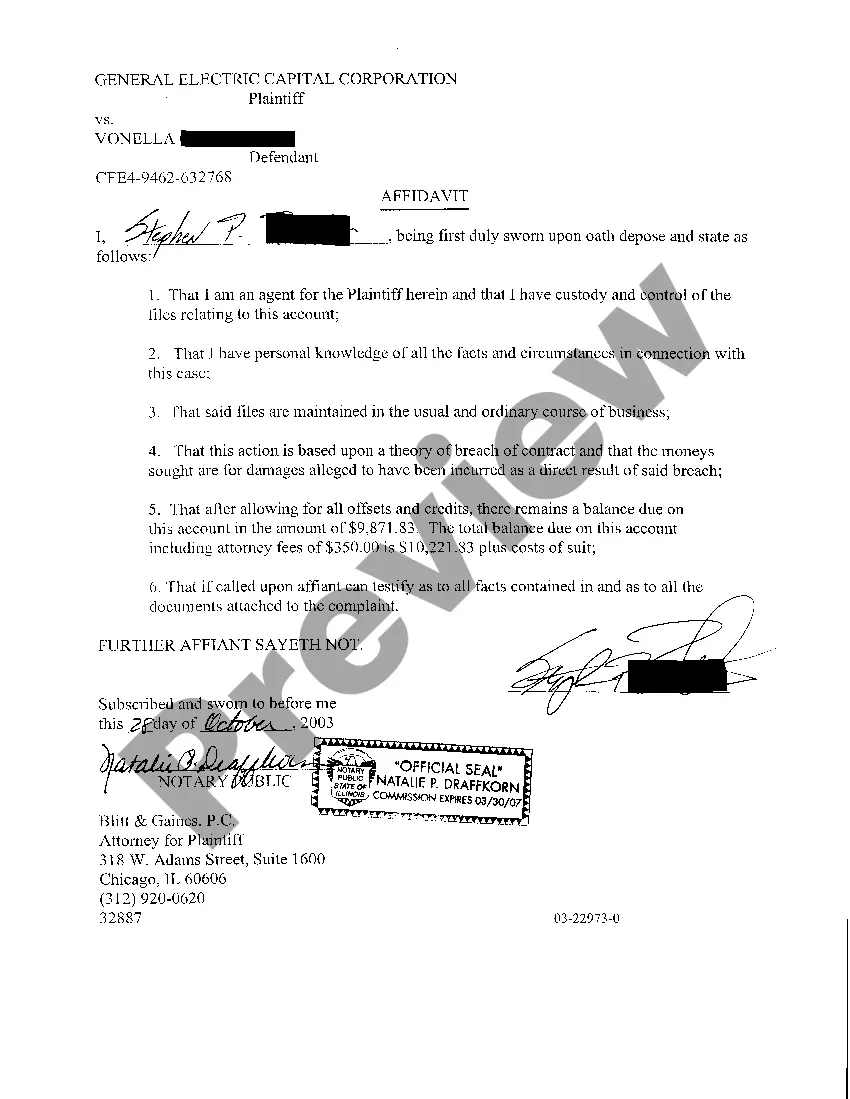 Preview Complaint to Collect Balance Due on Retail Installment Contract