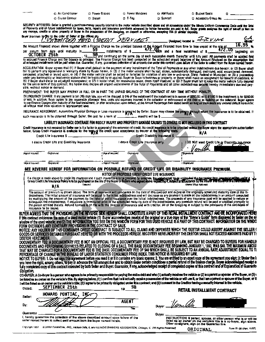 Preview Complaint to Collect Balance Due on Retail Installment Contract