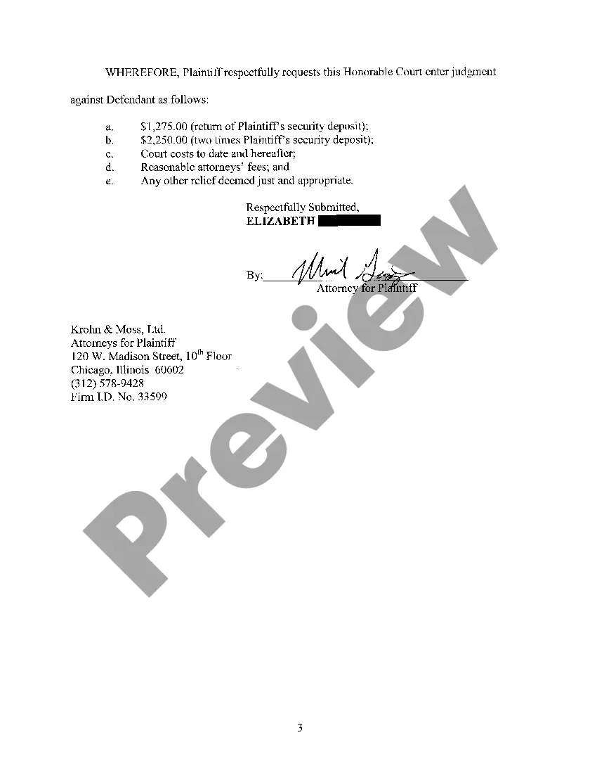 Get plaint regarding Failure to Return Security Deposit Preview plaint regarding Failure to Return Security Deposit