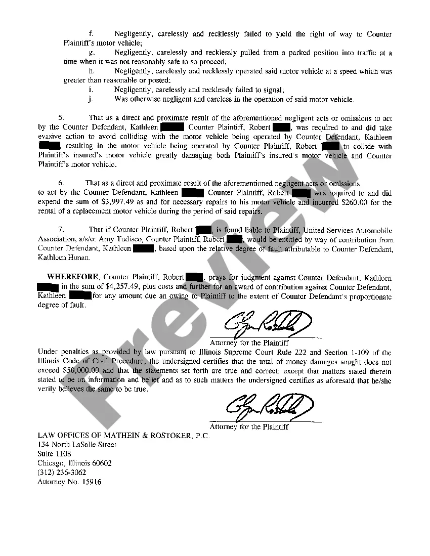 Preview A06 Counter Claim For Contribution And Property Damage