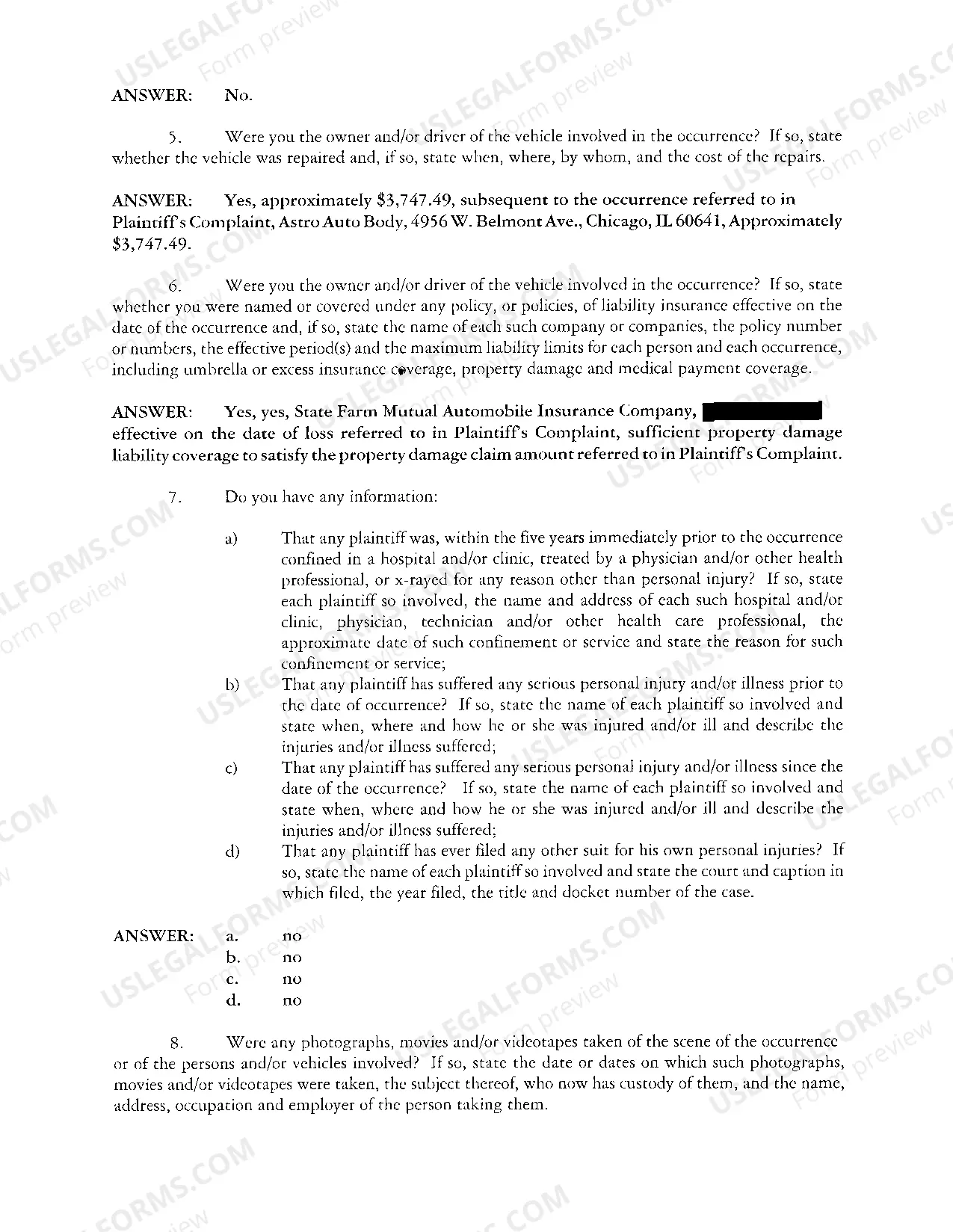 Preview A07 Defendant's Answer To Plaintiff's Interrogatories