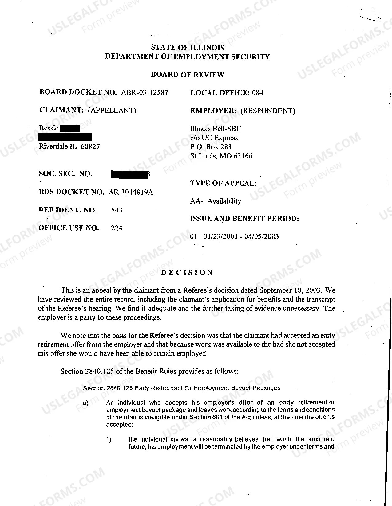 Preview A01 Pro Se Complaint For Administrative Review of Department of Employment Security Board with Order of Affirmation