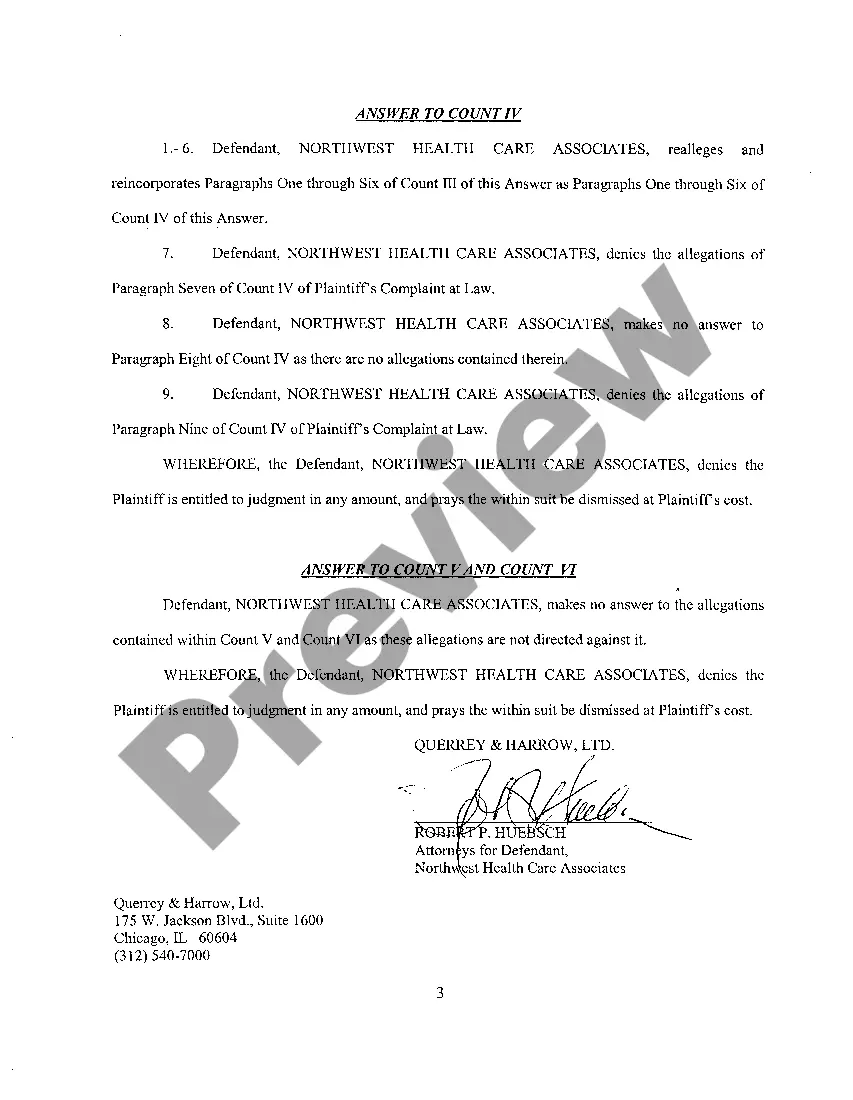 Get A05 Defendant's Answer to Plaintiff's Complaint at Law Preview A05 Defendant's Answer to Plaintiff's Complaint at Law