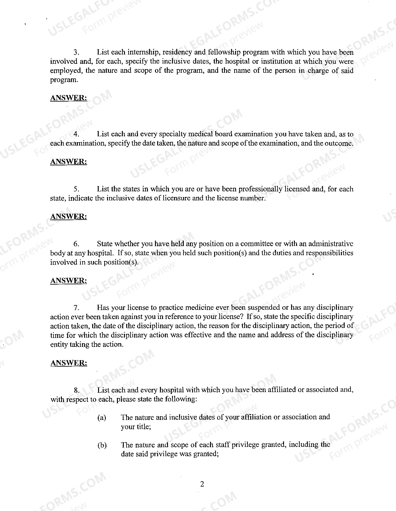 Preview A06 Interrogatories to Defendant Doctor