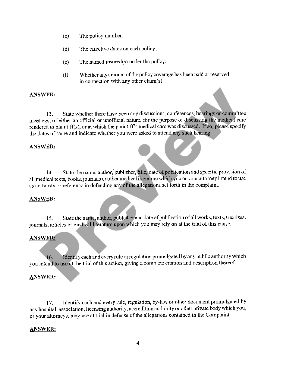 Joliet Illinois Interrogatories to Defendant Doctor | US Legal Forms