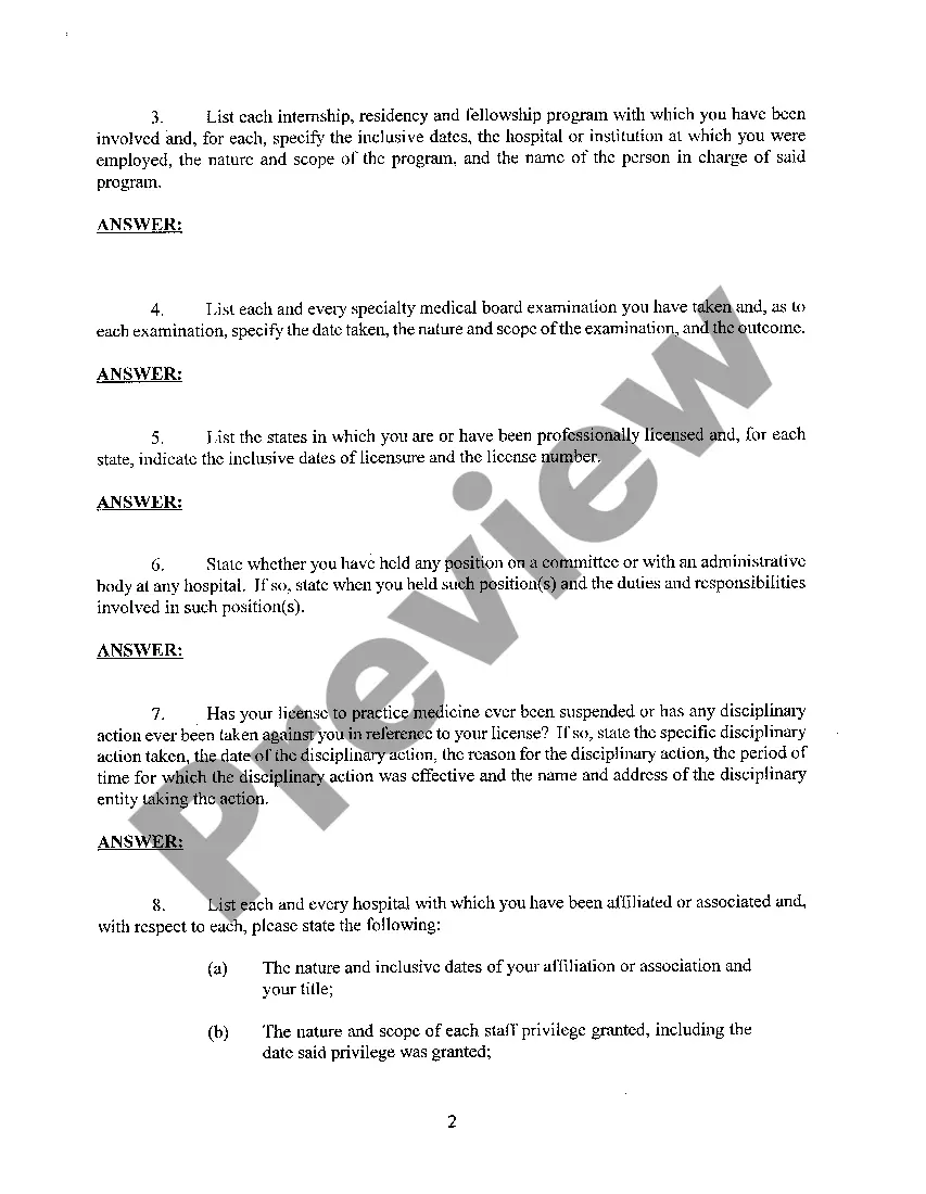 Preview A11 Interrogatories to Defendant Doctor